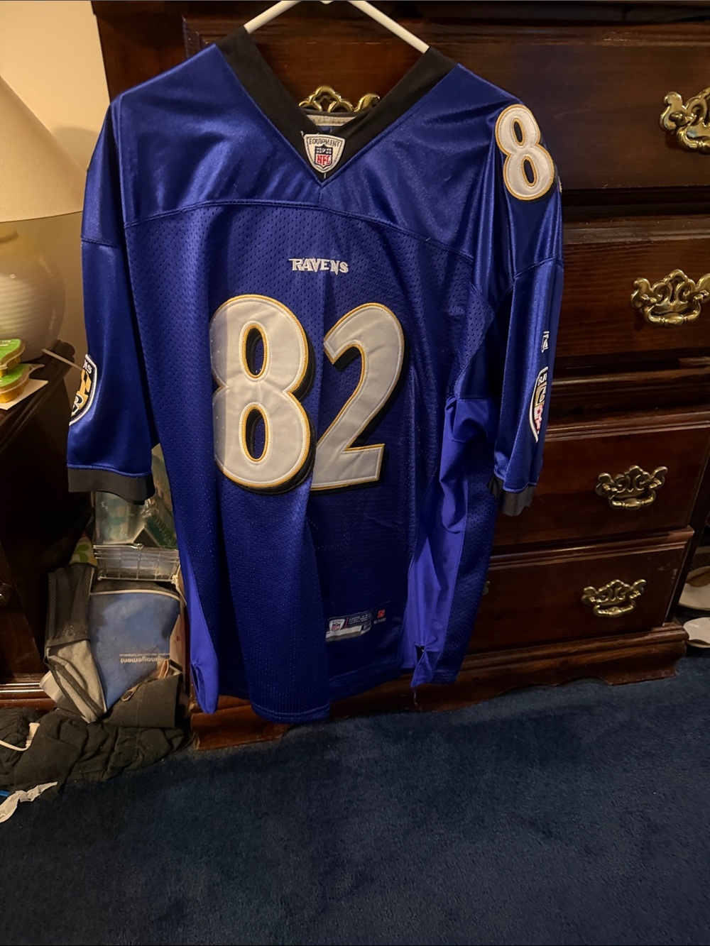 Reebok Baltimore Ravens #82 Purple Football Jersey with Gold and White Accents